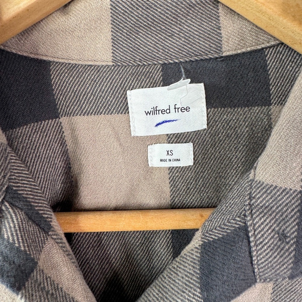 Wilfred Free Plaid Flannel Shirt XS Brown Black‎ Buffalo Check Grunge Gorpcore - Picture 3 of 7